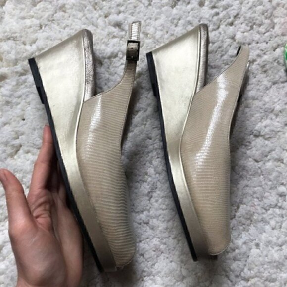 Walking Cradles TAN/NUDE Natasha Peep-Toe Slingback Lizard - Picture 6 of 8